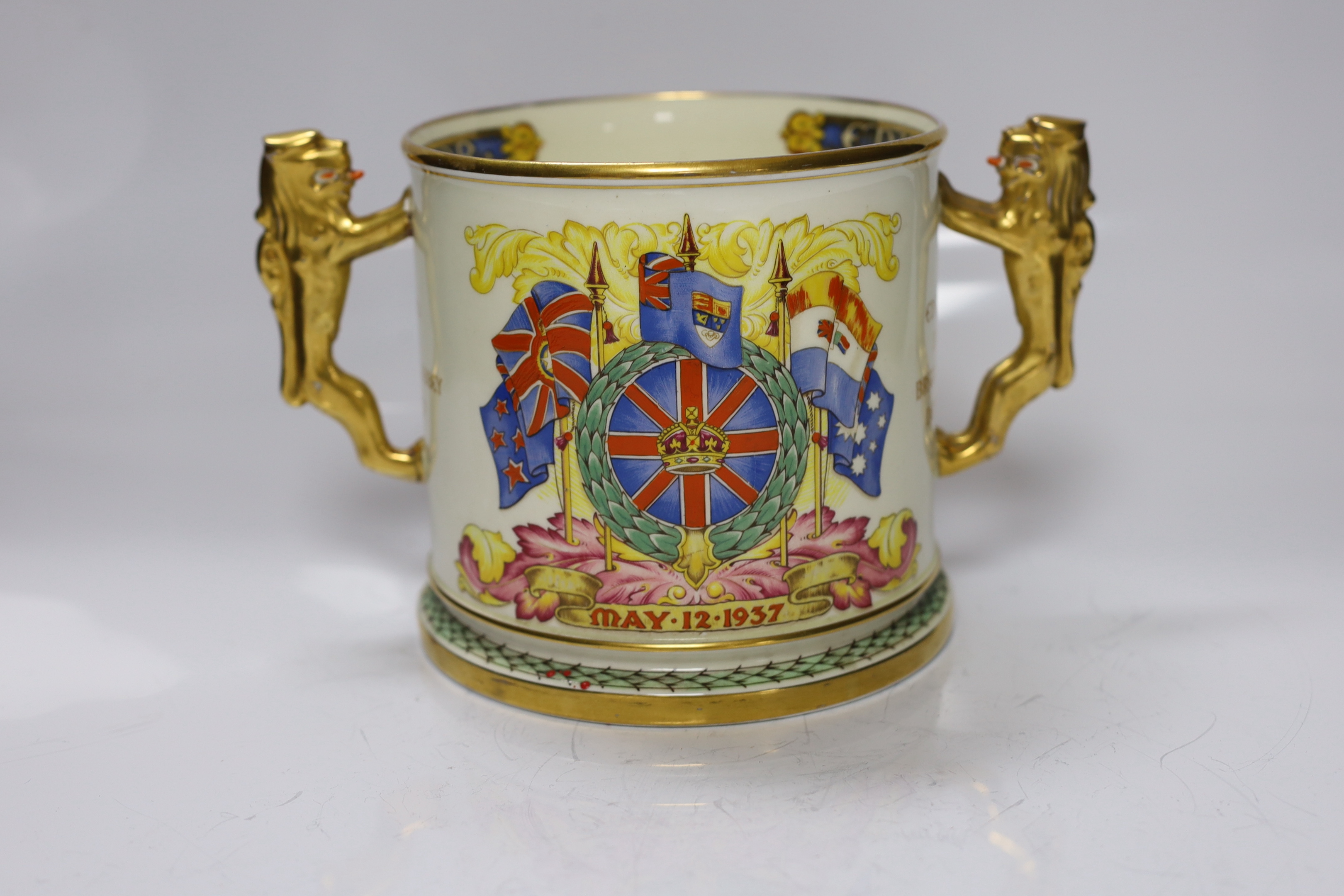 A large Paragon two handled Edward VIII coronation cup, Limited edition number 221/1000, 15.5cm tall